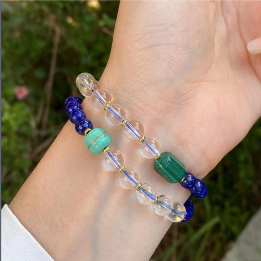 Natural Lapis Lazuli Double-Wrap Bracelet