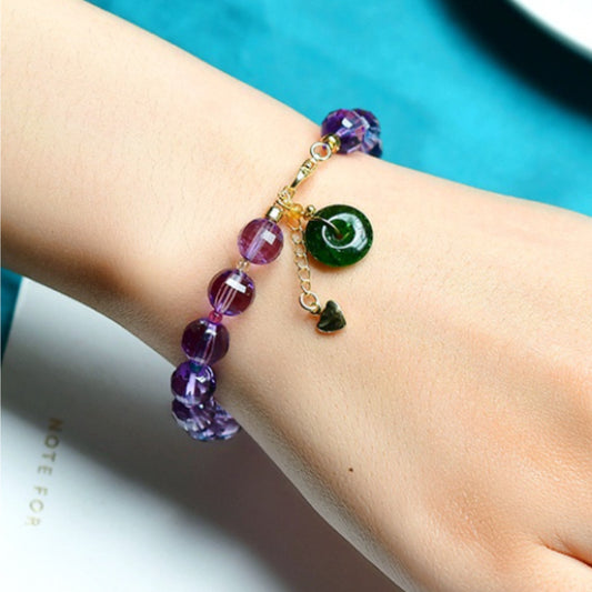 Natural Amethyst Hard-Polish Round Faceted Bracelet