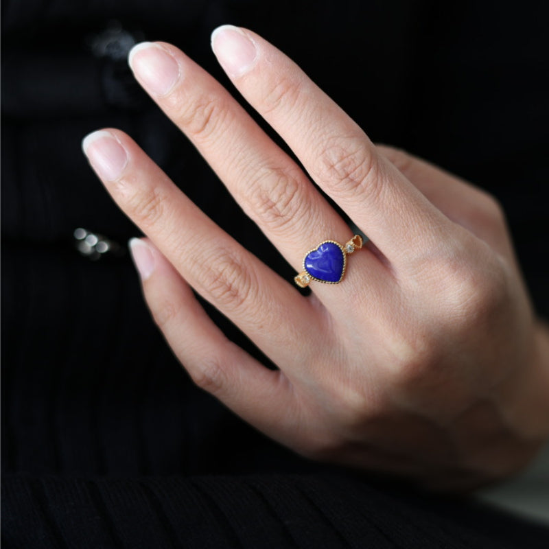 Natural Lapis Lazuli Heart Ring