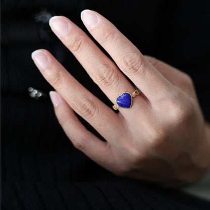 Natural Lapis Lazuli Heart Ring
