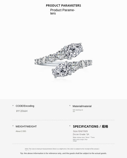 Fashionable and personalized spiral full diamond ring - jewelryweilin