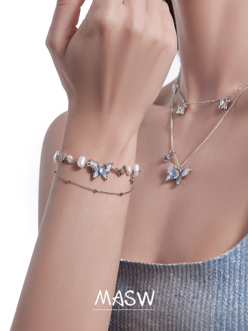 Gradient blue butterfly bracelet