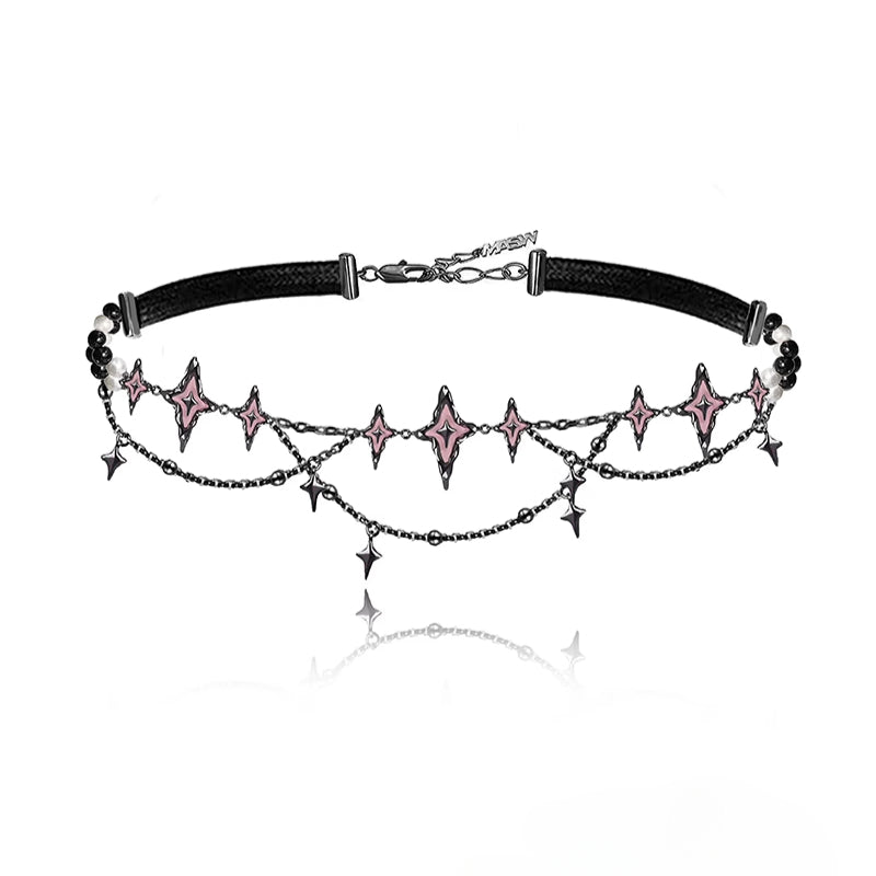 Punk pink starburst lock necklace