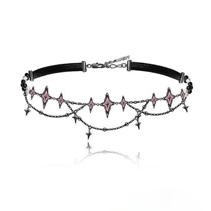 Punk pink starburst lock necklace