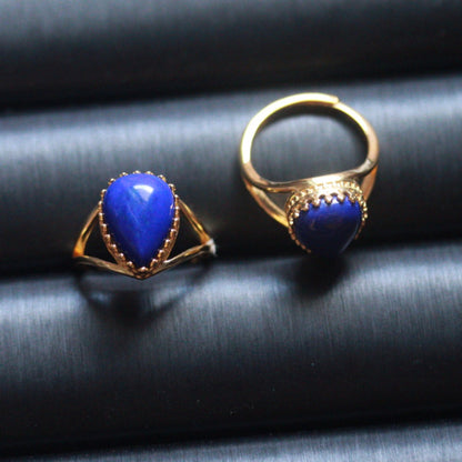Natural Lapis Lazuli Teardrop Ring