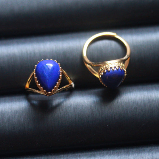 Natural Lapis Lazuli Teardrop Ring
