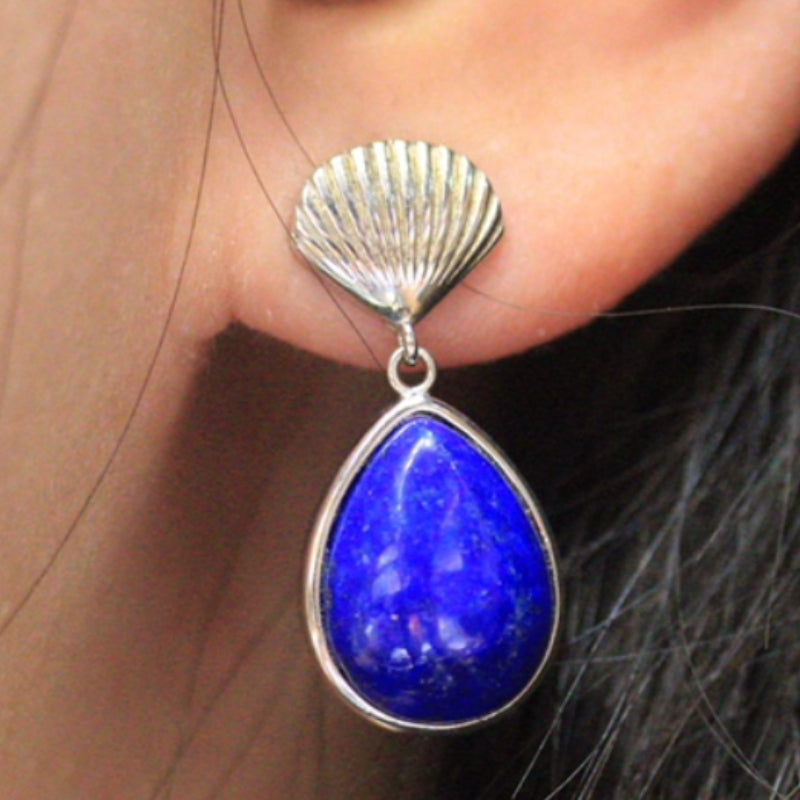 Natural Lapis Lazuli Drop Earrings