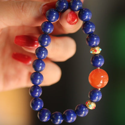Natural Lapis Lazuli & Nanhong Agate Bracelet