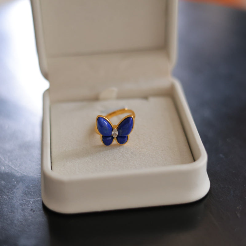Natural Lapis Lazuli Butterfly Ring