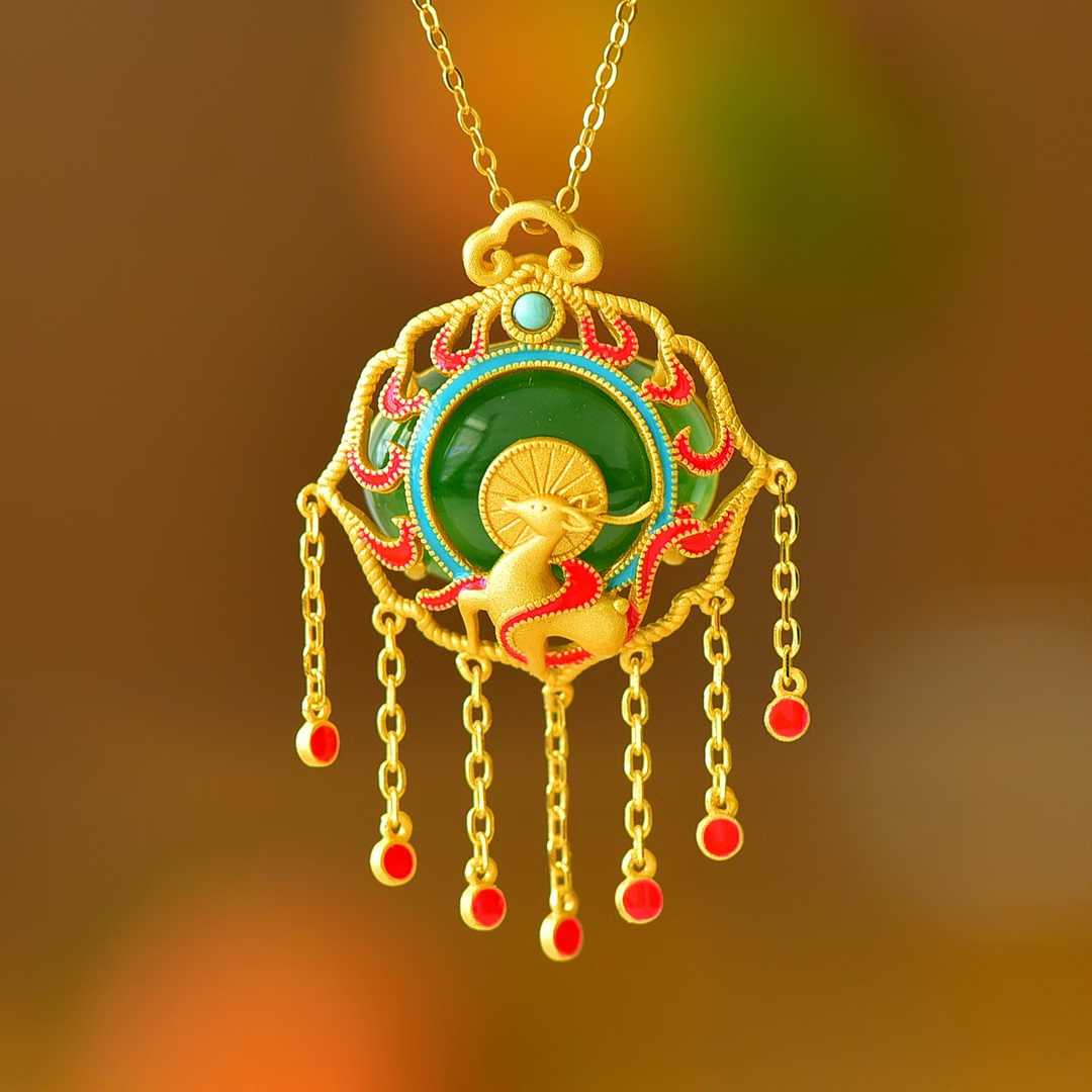 925 Silver Inlaid Nephrite "A Brilliant Journey" Pendant