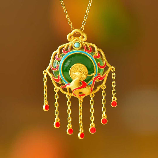 925 Silver Inlaid Nephrite "A Brilliant Journey" Pendant