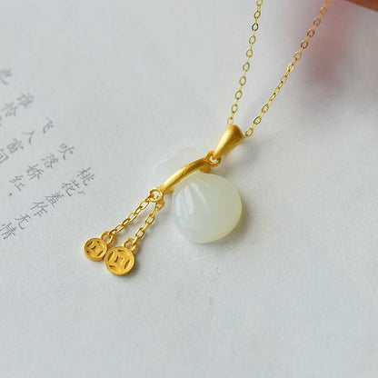 Vintage-Style Silver Inlaid Nephrite "Money Bag" Plain Silver Pendant