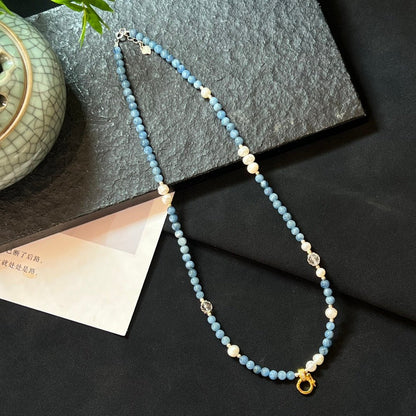 Fashion Aquamarine Clavicle Necklace - jewelry - weilin.com