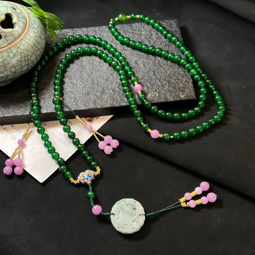 Fashion Aventurine Crossbody Necklace - jewelry - weilin.com