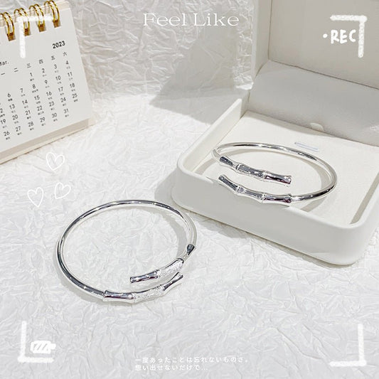 Fashion Bamboo Flash Sand Silver Bracelet - jewelry - weilin.com