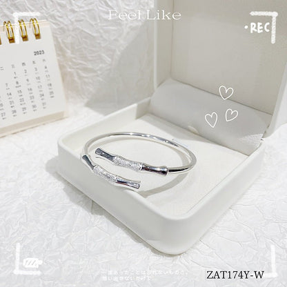 Fashion Bamboo Flash Sand Silver Bracelet - jewelry - weilin.com