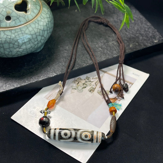 Fashion Braided Dzi Bead Clavicle Necklace - jewelry - weilin.com