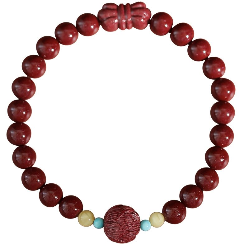 Fashion Chinese style cinnabar purple gold sand lotus beeswax turquoise bracelet - jewelry - weilin.com