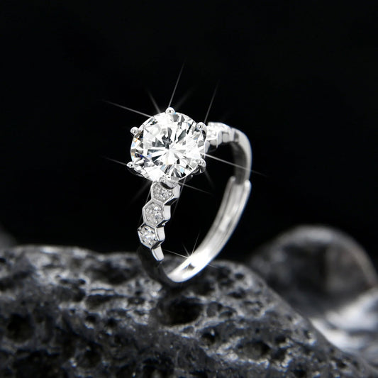 Fashion design beehive nest single grain cubic zirconia ring - jewelry - weilin.com