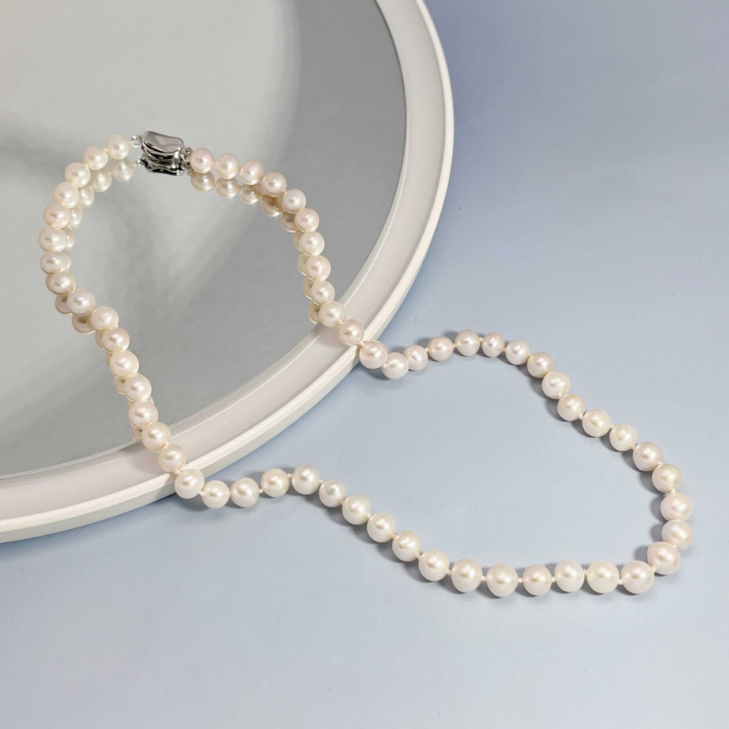 Fashion Heart Shaped Sterling Silver Pearl Necklace - jewelry - weilin.com