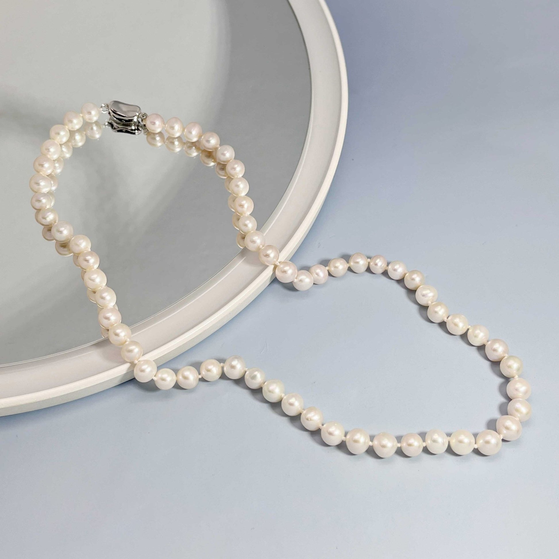 Fashion Heart Shaped Sterling Silver Pearl Necklace - jewelry - weilin.com