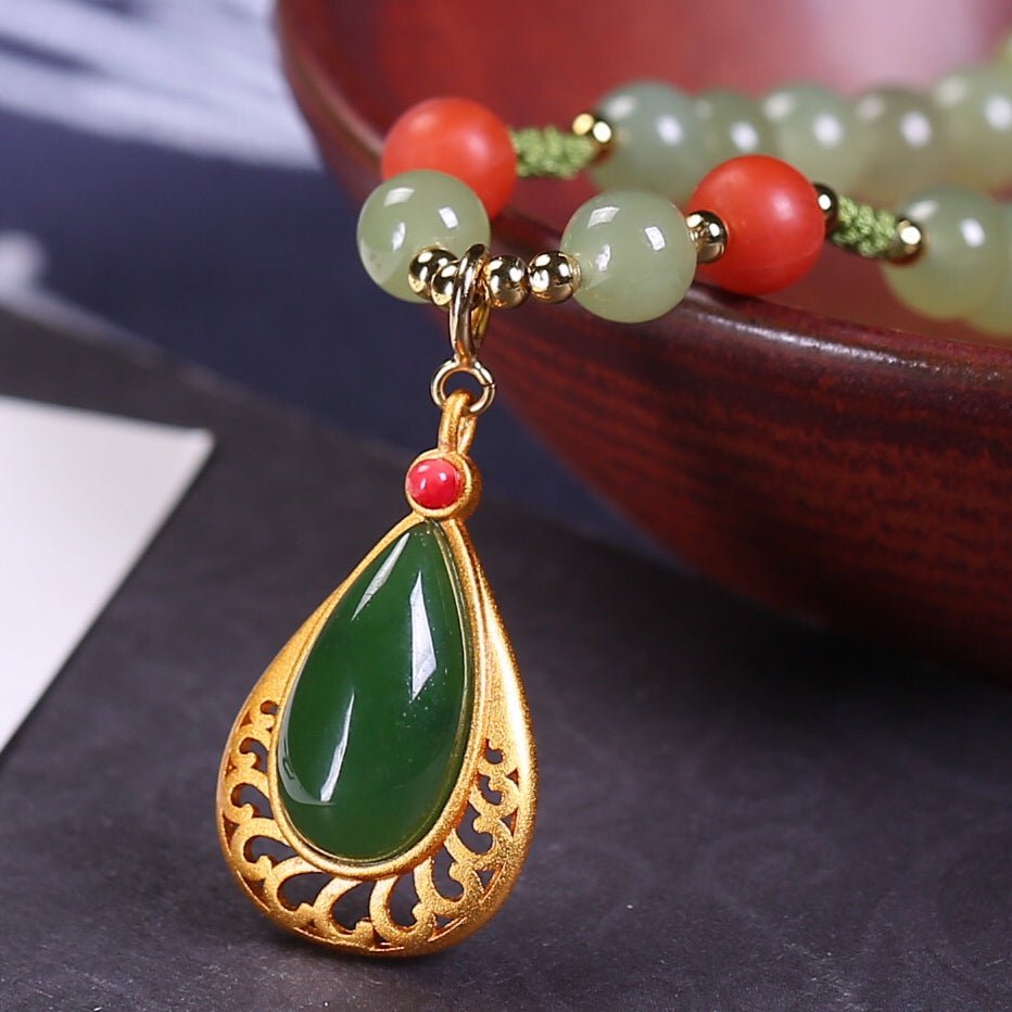 Fashion natural yellow mouth Hetian jade necklace - jewelry - weilin.com
