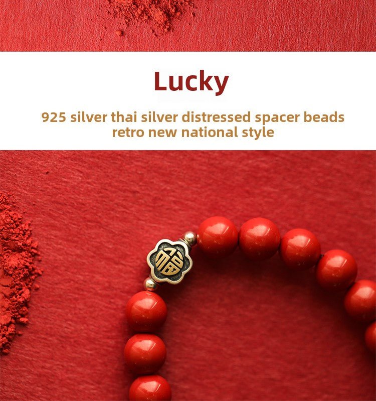 Fashion new national style cinnabar red sand bracelet sterling silver blessing bracelet - jewelry - weilin.com
