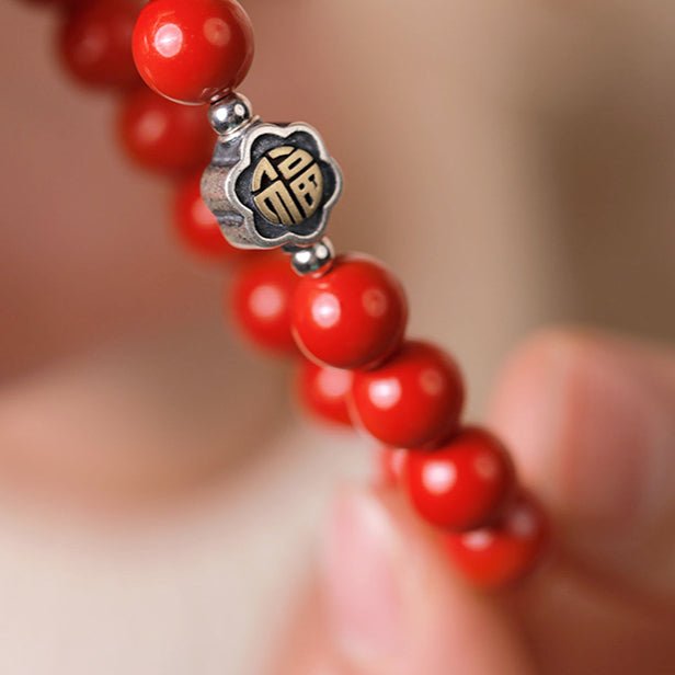 Fashion new national style cinnabar red sand bracelet sterling silver blessing bracelet - jewelry - weilin.com