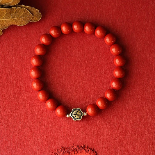 Fashion new national style cinnabar red sand bracelet sterling silver blessing bracelet - jewelry - weilin.com
