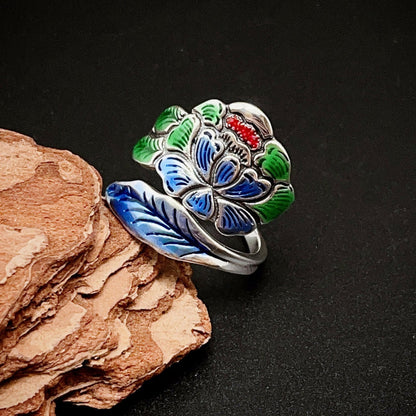 Fashion Peony Sterling Silver Ring - jewelry - weilin.com