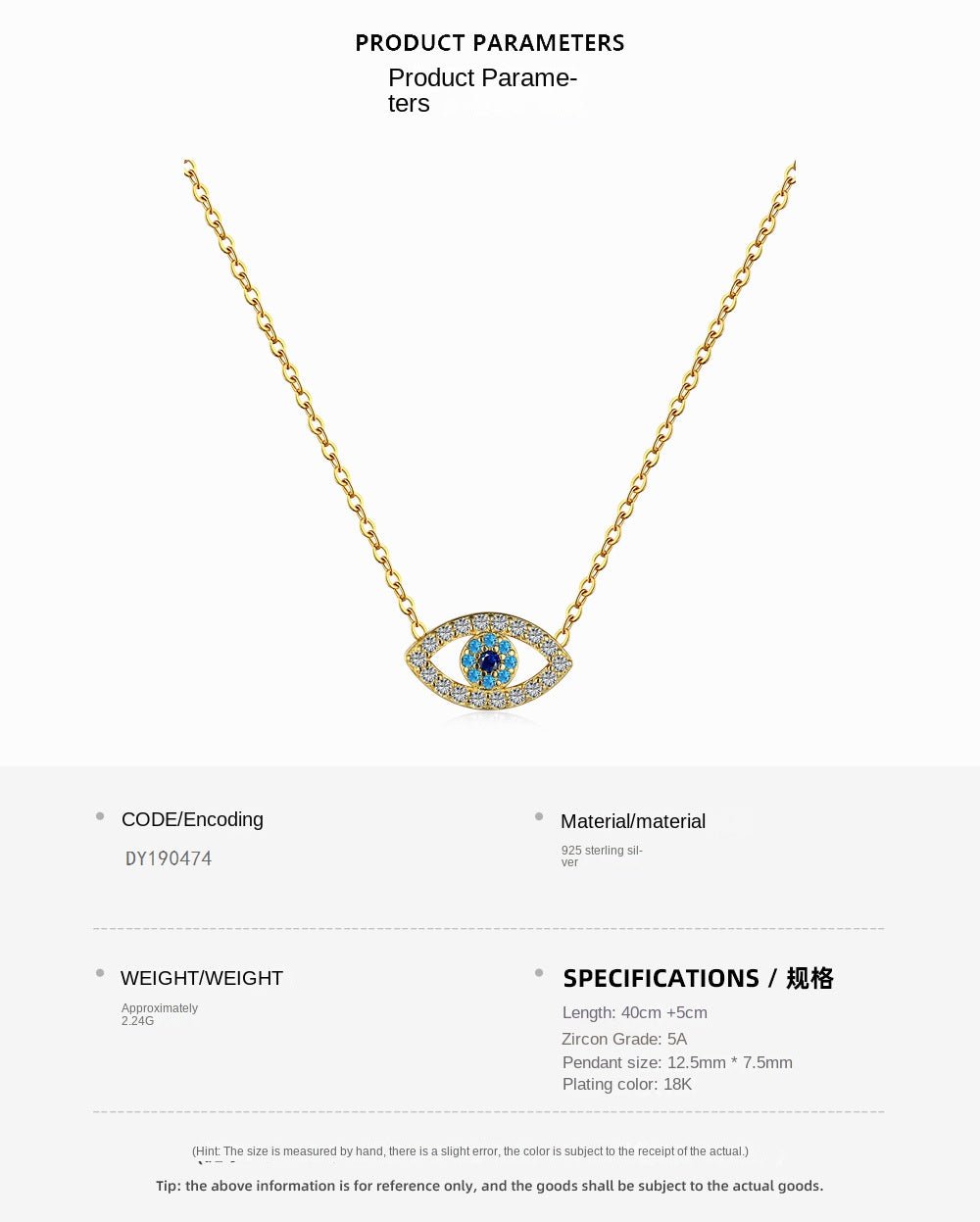 Fashion personality zircon devil eye pendant necklace - jewelry - weilin.com