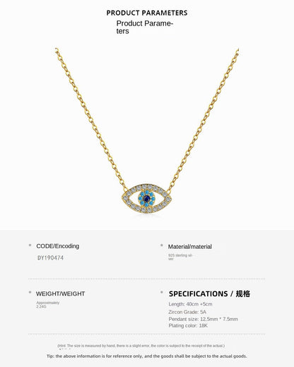 Fashion personality zircon devil eye pendant necklace - jewelry - weilin.com