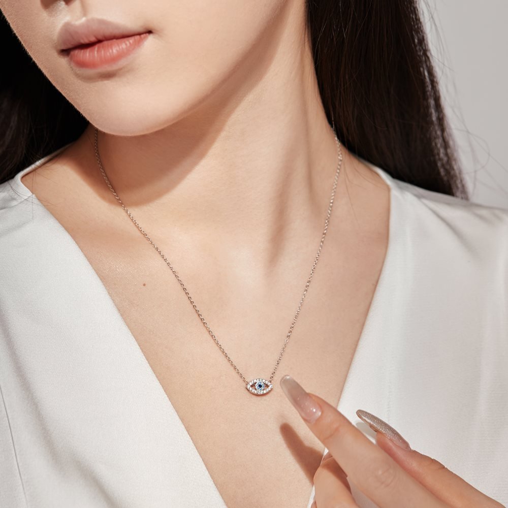 Fashion personality zircon devil eye pendant necklace - jewelry - weilin.com