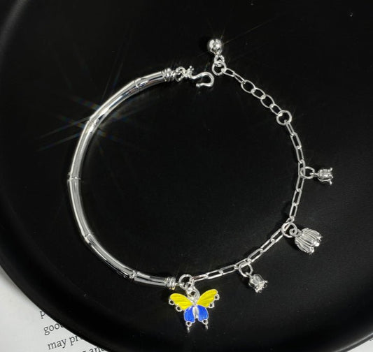 Fashion Unisex Butterfly Sterling Silver Bracelet - jewelry - weilin.com
