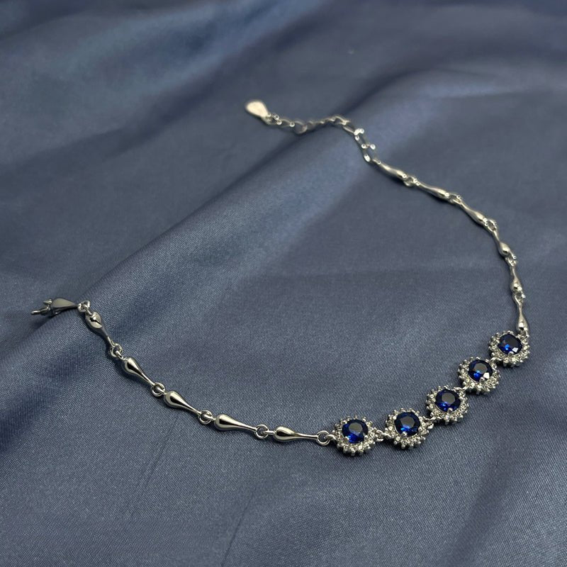 Fashionable and elegant sapphire flower sterling silver bracelet - jewelry - weilin.com