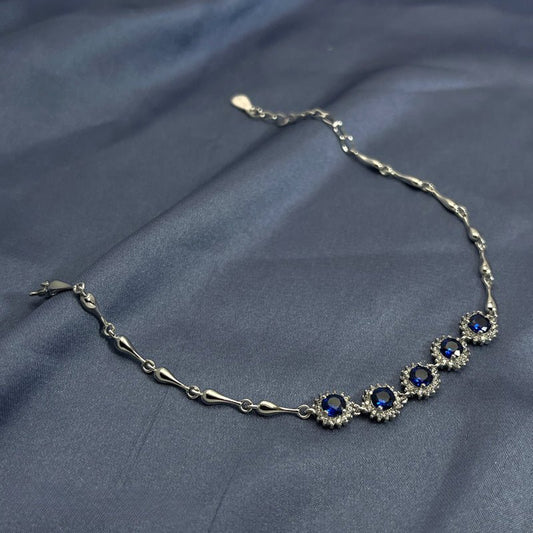 Fashionable and elegant sapphire flower sterling silver bracelet - jewelry - weilin.com
