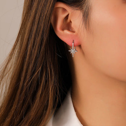 Fashionable and exquisite eight - pointed star zircon earrings - jewelry - weilin.com