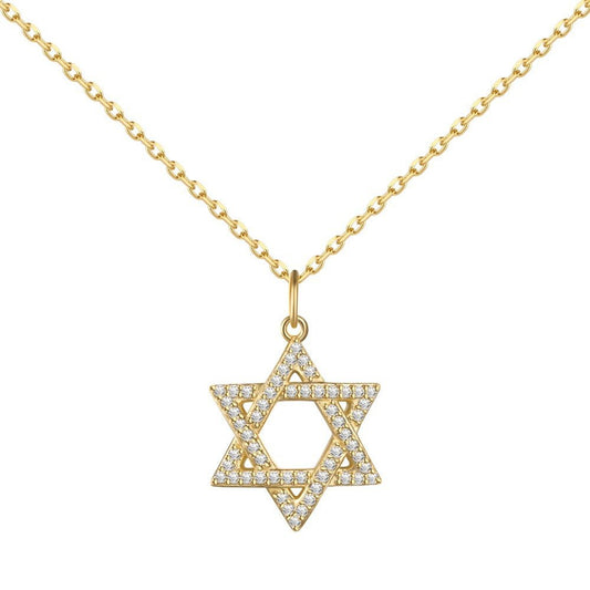 Fashionable and exquisite personality zircon six - pointed star pendant necklace - jewelry - weilin.com
