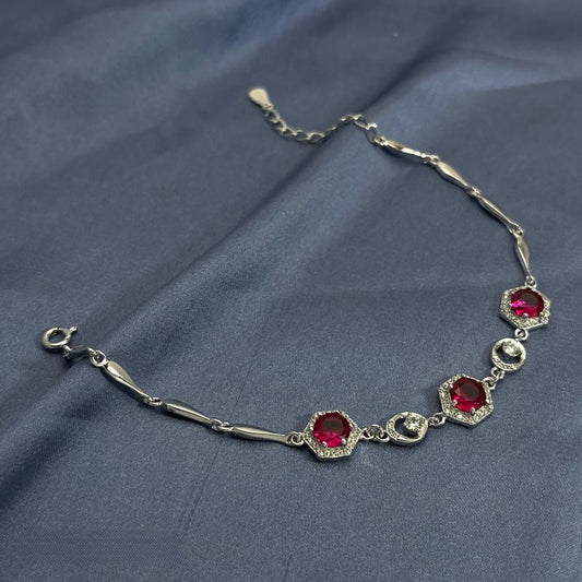 Fashionable and exquisite ruby sterling silver bracelet - jewelry - weilin.com