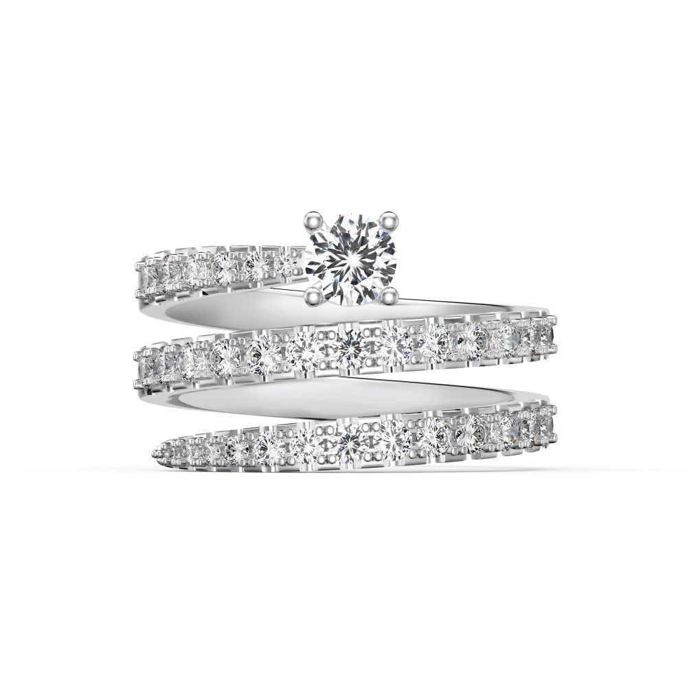 Fashionable and personalized spiral full diamond ring - jewelry - weilin.com