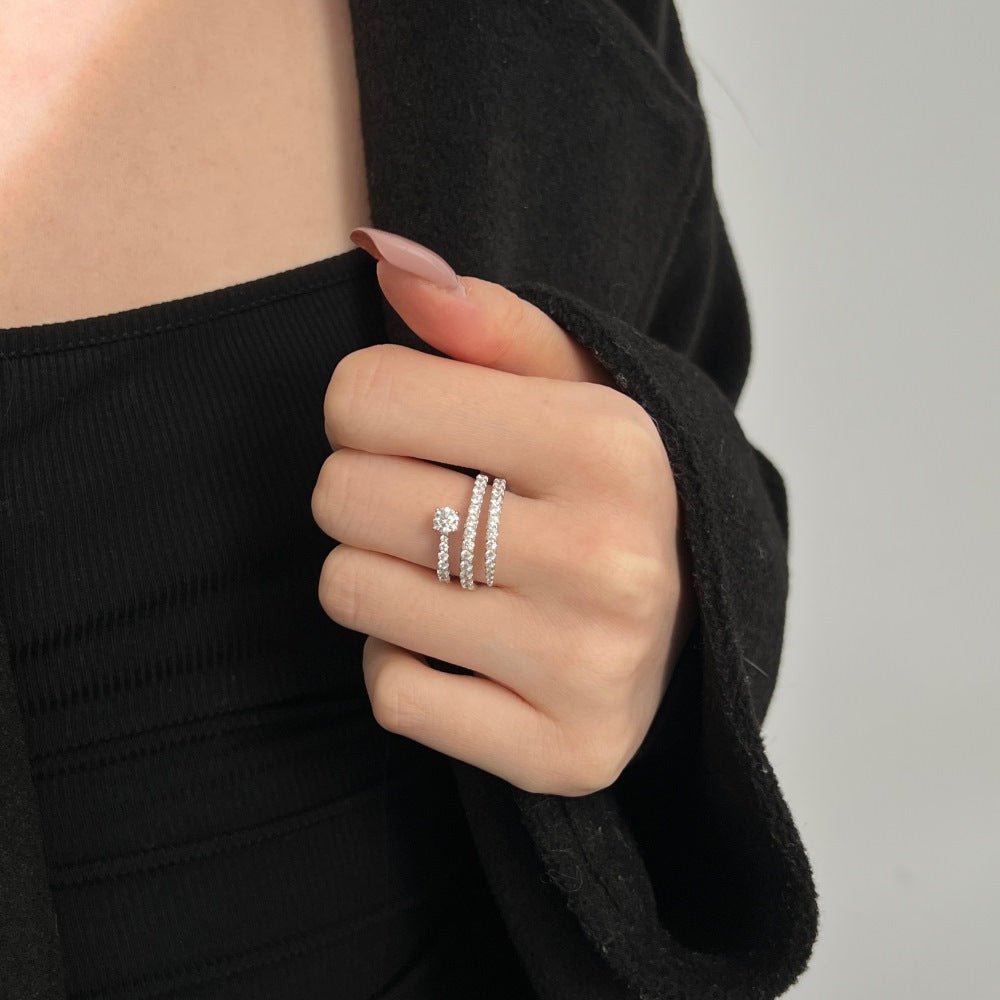 Fashionable and personalized spiral full diamond ring - jewelry - weilin.com