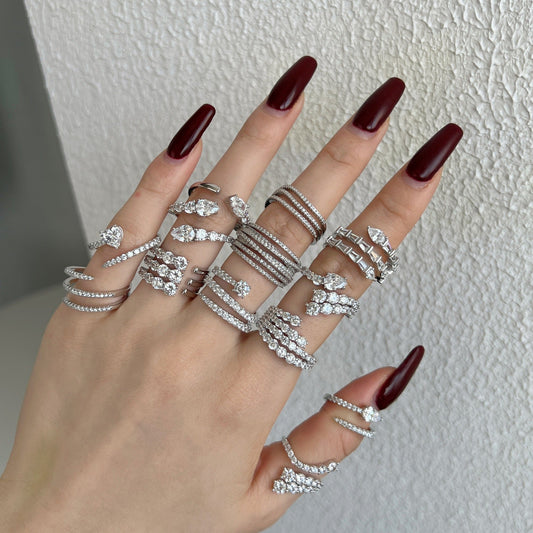 Fashionable and personalized spiral full diamond ring - jewelry - weilin.com