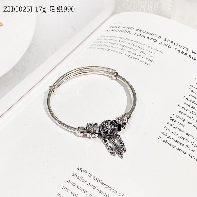 Fashionable and simple feather sterling silver bracelet - jewelry - weilin.com