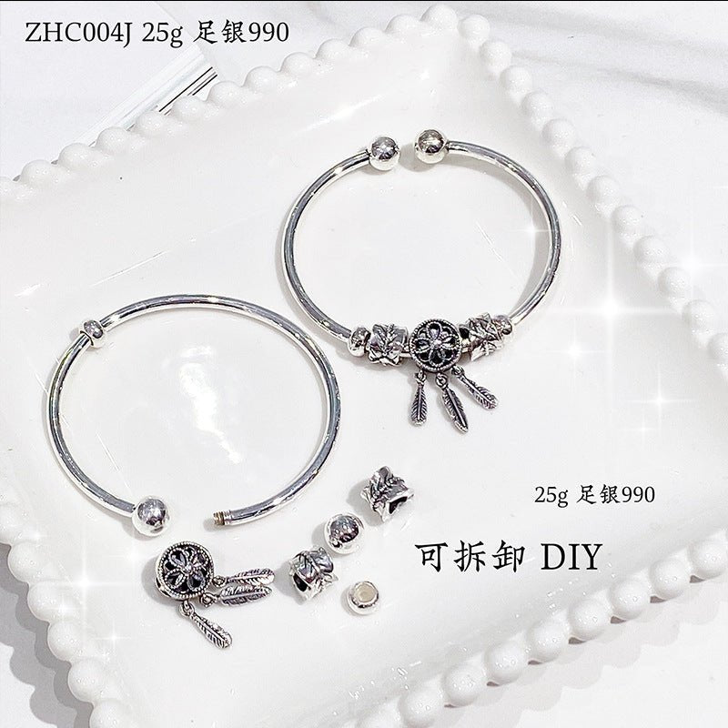 Fashionable and simple feather sterling silver bracelet - jewelry - weilin.com