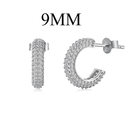 Fashionable and simple sterling silver zircon half hoop earrings - jewelry - weilin.com