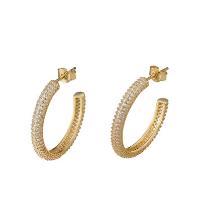 Fashionable and simple sterling silver zircon half hoop earrings - jewelry - weilin.com
