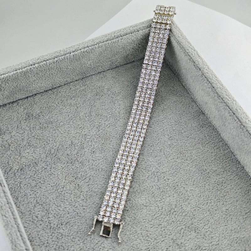 Fashionable, bold and sparkling cubic zirconia multi - row bracelet - jewelry - weilin.com