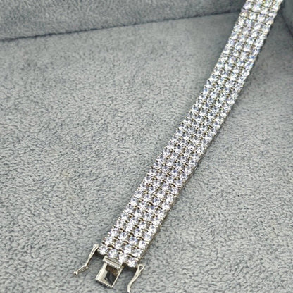 Fashionable, bold and sparkling cubic zirconia multi - row bracelet - jewelry - weilin.com
