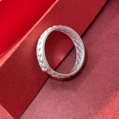 Fashionable braided sterling silver ring - jewelry - weilin.com