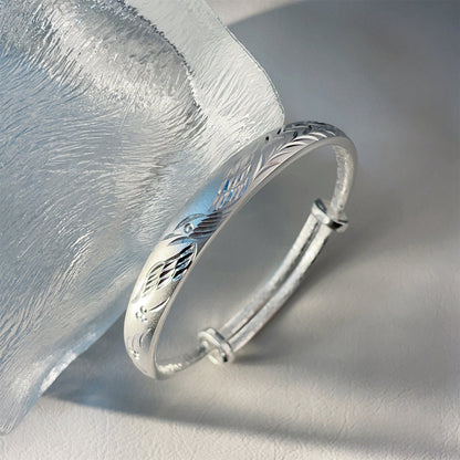 Fashionable Dragon and Phoenix Push - Pull Sterling Silver Bracelet - jewelry - weilin.com